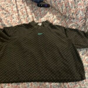 Nike Olive Green Cropped Textured Short Sleeve Top